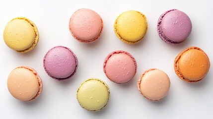 Obraz premium Delightful Colorful Macarons on White Background