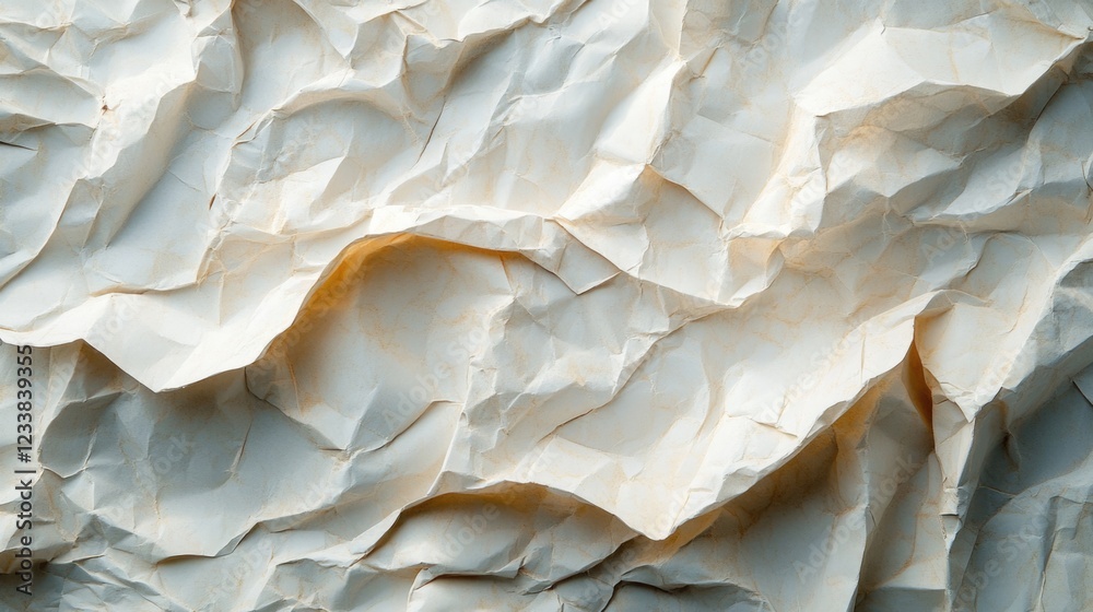 Poster crumpled paper texture background with empty space for text and creative copyspace for design projec