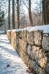 Fototapeta premium Snow-covered rock wall