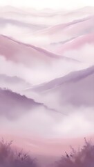 Dreamy Purple Hills Watercolored Background