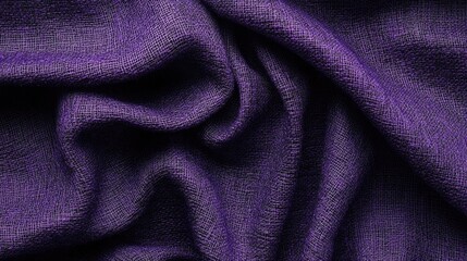 Fototapeta premium Dark Purple Cotton Wax Canvas Fabric Texture with Smooth Creases and Empty Space for Text or Design Elements