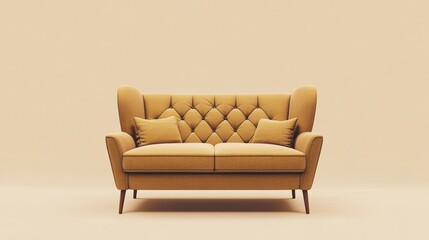 Fototapeta premium Elegant Mustard Yellow Sofa in Minimalist Setting
