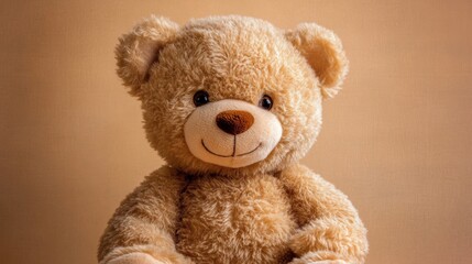 Obraz premium Adorable Beige Teddy Bear Close-Up Studio Shot