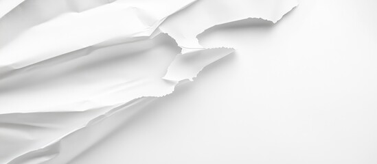 Obraz premium Crumpled white paper bag with cut handle on a plain white background ideal for showcasing product or promotional text space