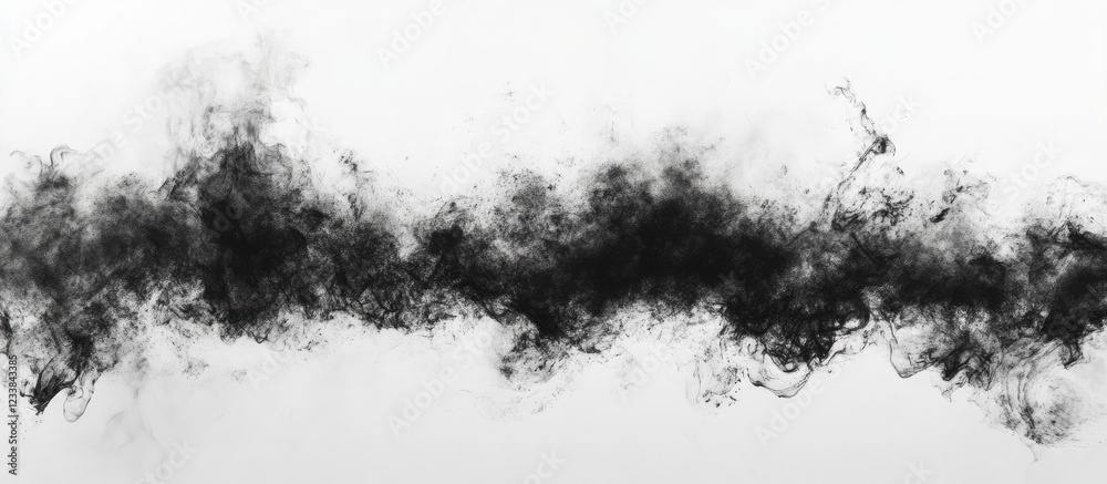 Leinwandbilder Abstract Ink Art Foggy Black and White Background Dynamic Brush Stroke Design for Big Data Concept with Empty Copyspace for Text