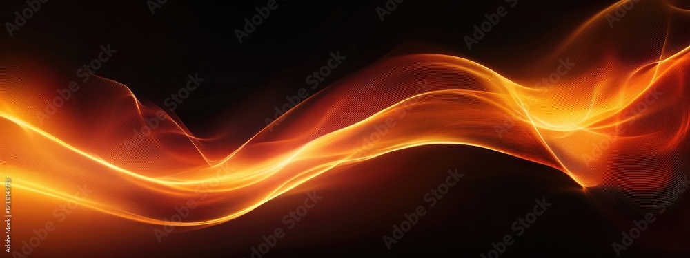 Poster Abstract Background with Glowing Flowing Lines in Warm Colors and Space for Text Ideal for Web and Print Design Applications