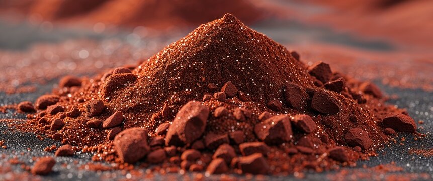 Burnt sienna iron oxide sand with textured crust
