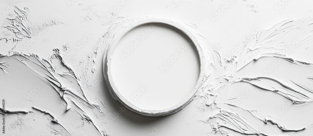 Poster white paint sample in circular container with ample space for custom text or branding elements