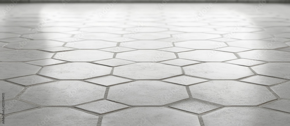 Poster white hexagon tile floor texture minimalist background with ample space for text and design elements