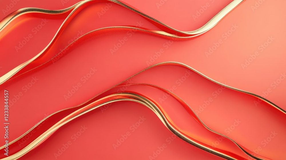 Poster coral backdrop with elegant gold lines creating depth and sophistication featuring ample copy space 