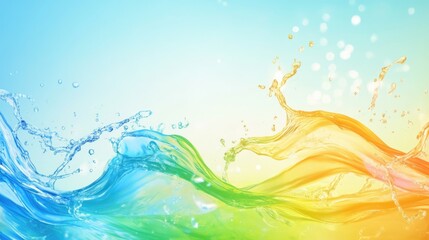 Obraz premium Fluid Abstract Background with Colorful Water Waves and Splashes Ideal for Creative Text Placement or Graphic Design Projects