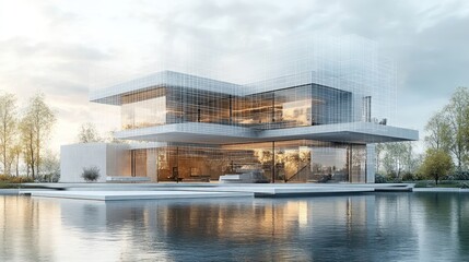 Modern Architectural Marvel: Glass House by the Lake