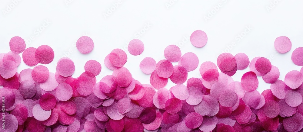 Aufkleber Magenta confetti scattered on a light background creating a festive atmosphere with ample space for custom text and messaging options.