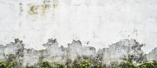 Obraz premium Weathered white cement wall texture with distressed areas and blank space for adding text or graphics.