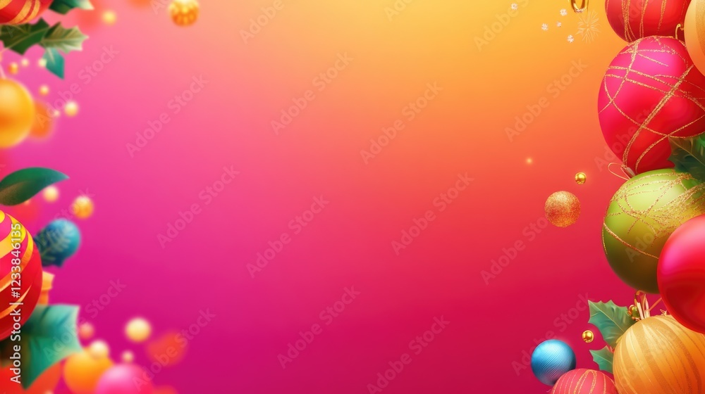 Aufkleber vibrant festive background with colorful ornaments and leaves ideal for celebrations featuring ample