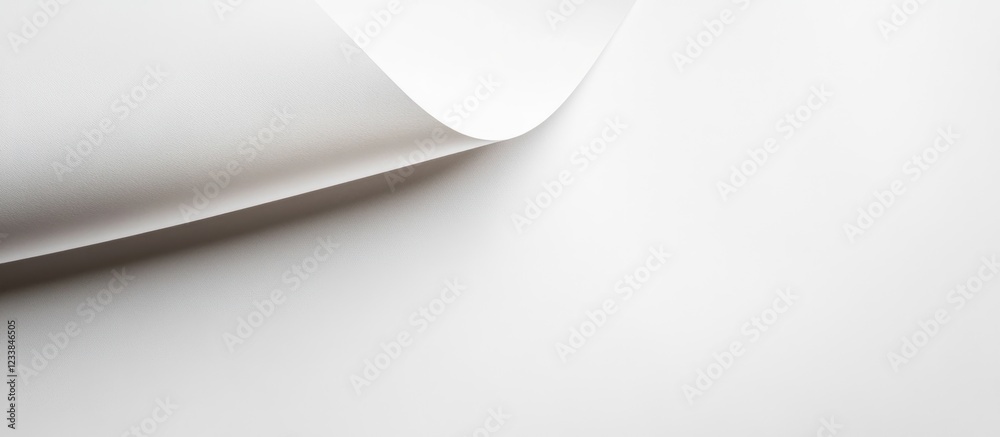 Poster clean white paper texture with subtle curl and generous copy space for design and print projects