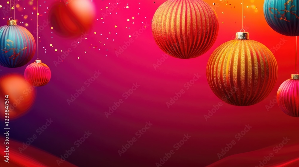 Poster vibrant festive background with colorful ornaments and empty space for text ideal for celebration th