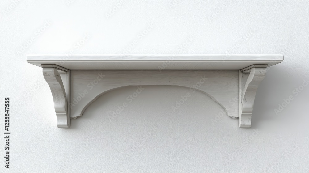 Poster Minimalist empty white shelf on a neutral wall perfect for displaying text or decorative items in a clean modern interior design.