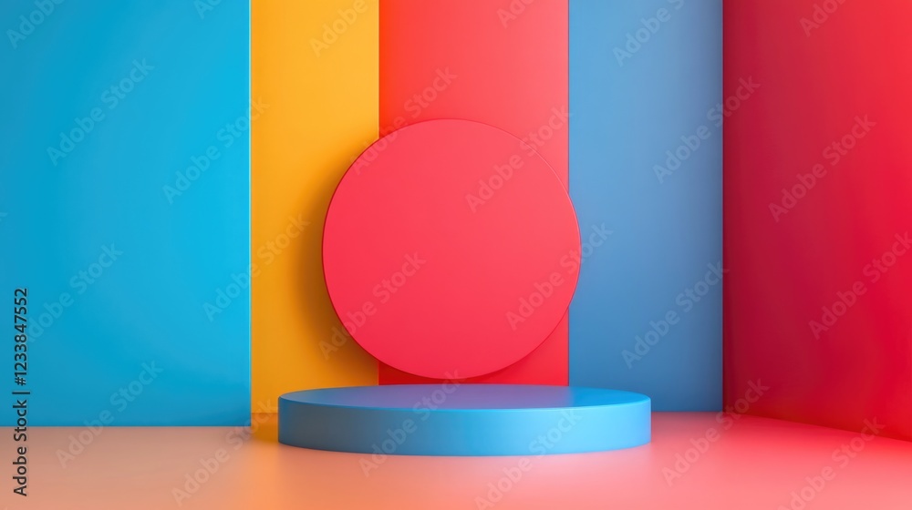Poster dynamic colorful background with empty space for text featuring a circular element and vibrant contr