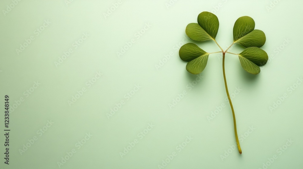 Leinwandbilder green three-leaf clover plant stem on a soft green background with ample empty space for text or des