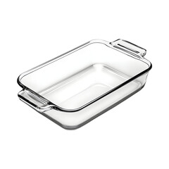 Stylish Glass Loaf Pan with Smooth Rim Isolated on Transparent Background