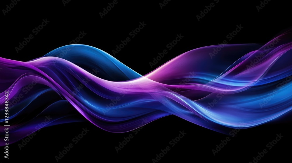 Poster Vibrant Abstract Wave Motion Background in Vivid Colors with Space for Text Overlay on Black Backdrop