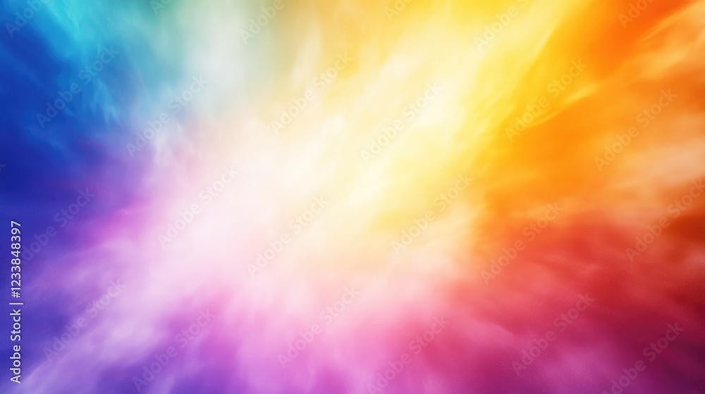 Poster Colorful abstract burst with a gradient of hues creating a dynamic backdrop ideal for adding text or graphics in design projects.