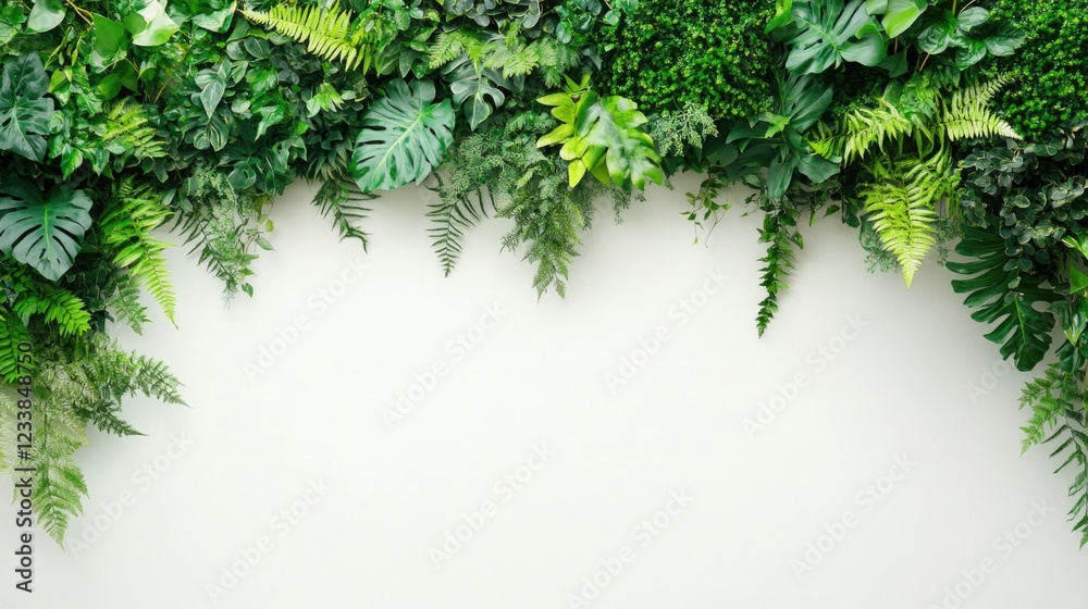 Aufkleber lush green wall mounted plant display with detailed trellising on a white background providing ample