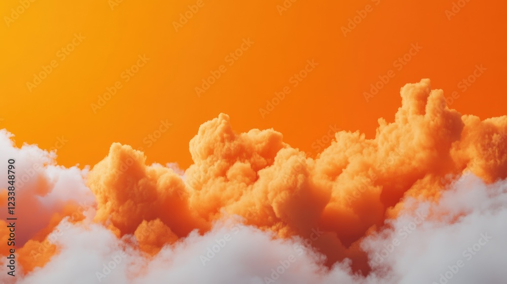 Aufkleber Vibrant orange clouds against a bright background with ample empty space for text or graphic overlay in a serene sky setting