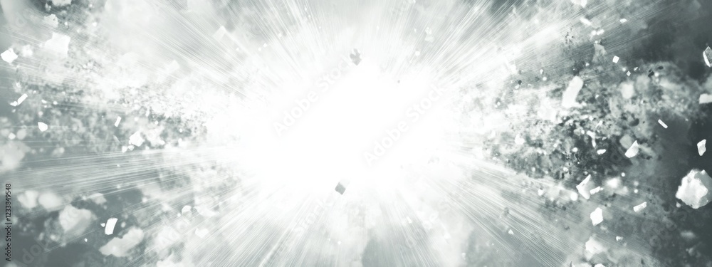 Poster white light explosion effect with audio crackle background and ample copy space for creative text or
