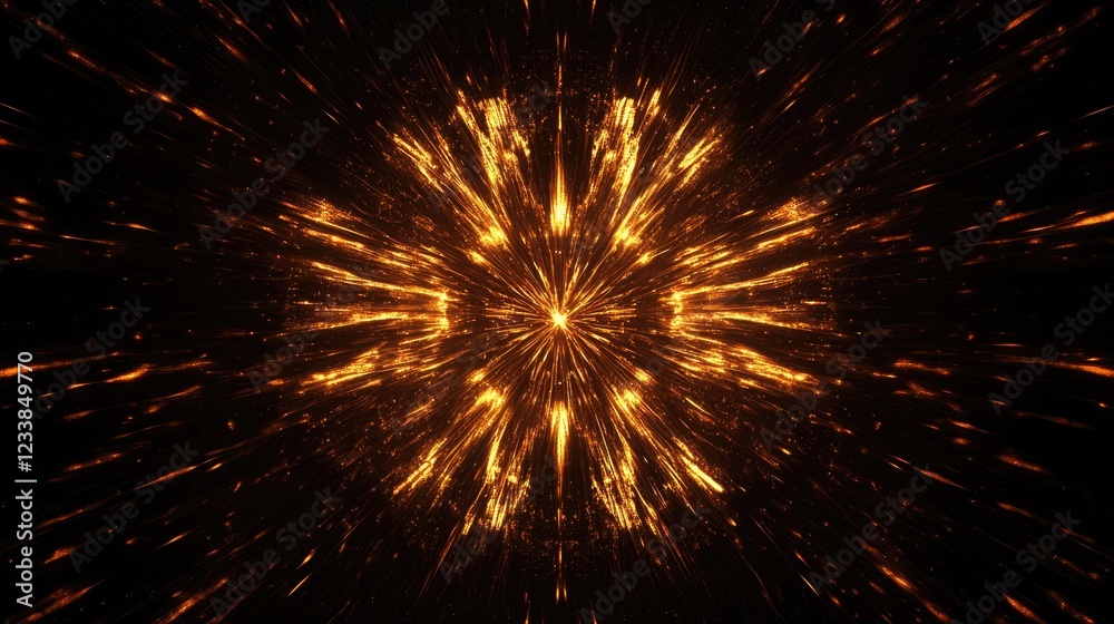 Aufkleber vibrant explosion of fireworks in night sky with radiant sparkles and empty space for text or design
