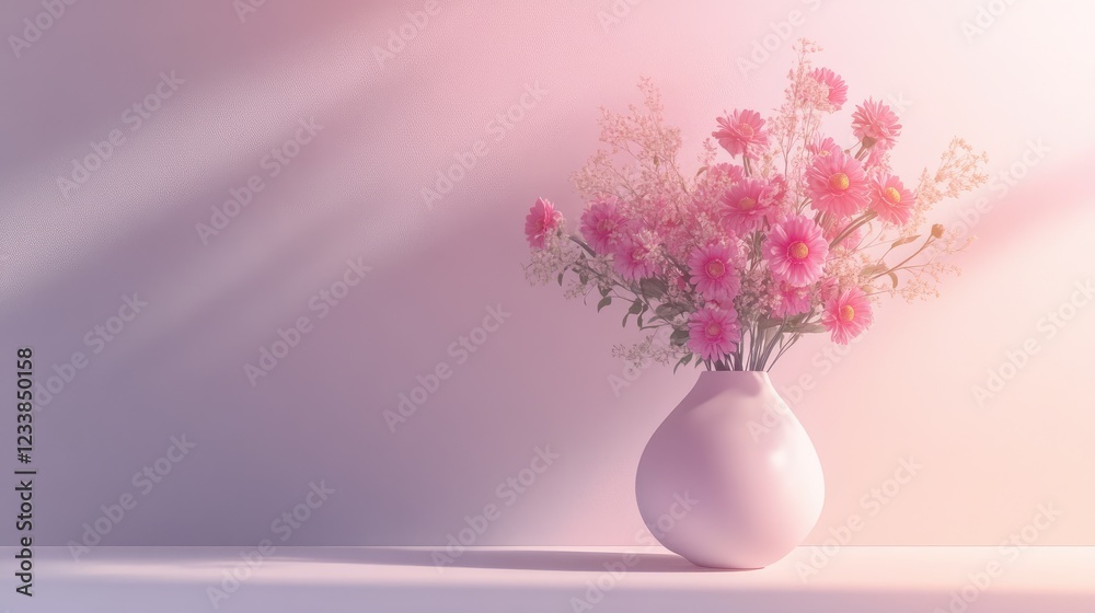 Aufkleber elegant flower arrangement in a minimalist vase against a soft pastel background enhancing a tranqui