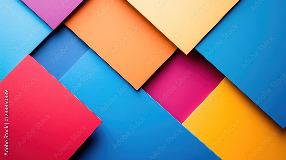 Poster Geometric abstract background with vibrant colors and angled layers offering ample copy space for text and creative designs