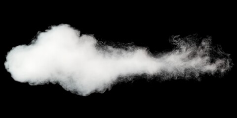 White Smoke Cloud Isolated on Black Background for Creative Design