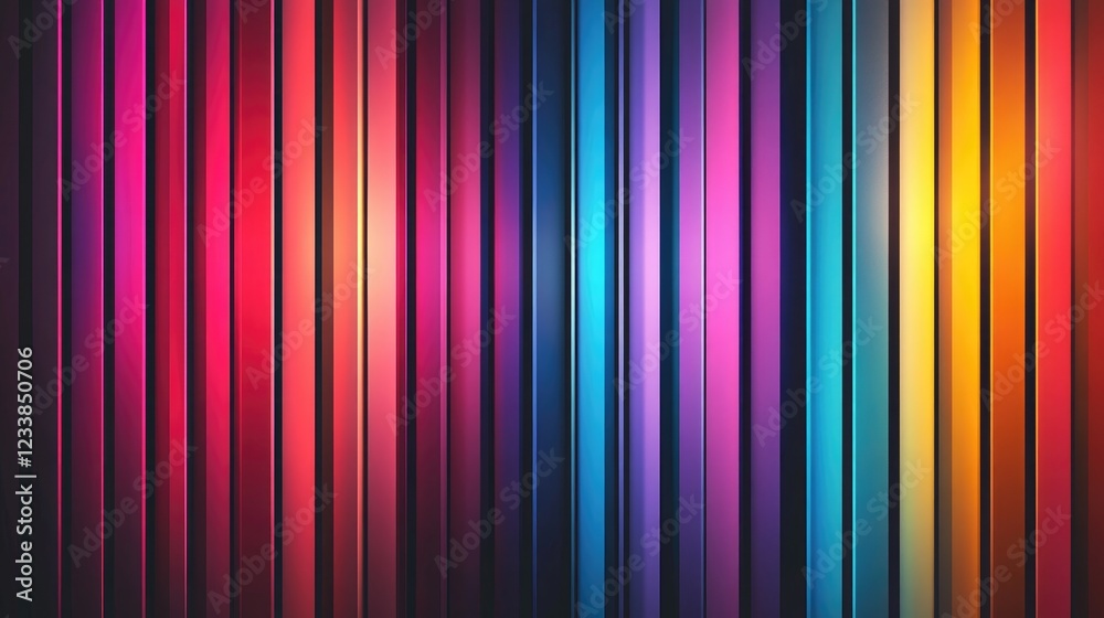 Poster Colorful Vertical Stripes with Bokeh Lights Creating a Dynamic Background for Creative Projects