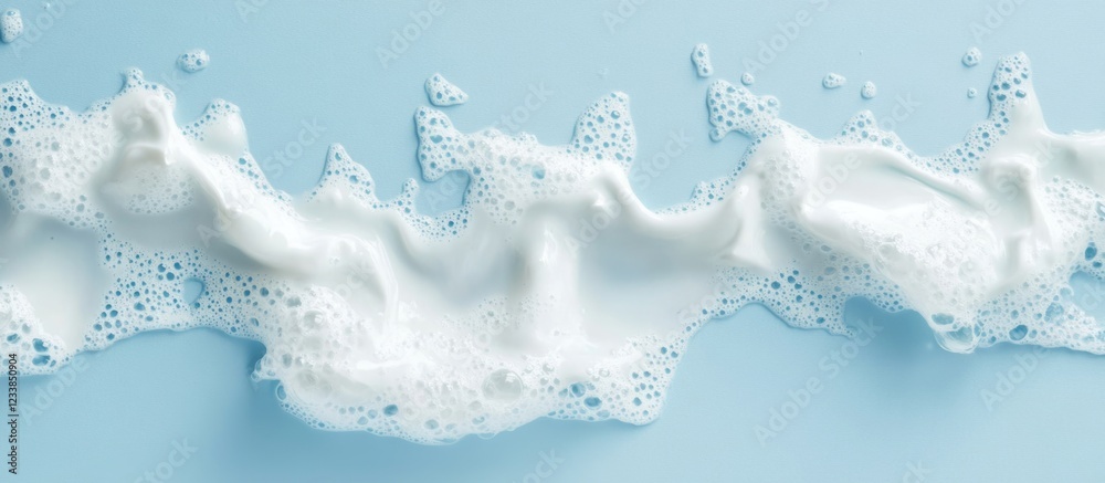 Poster white foam waves with droplets on a soft blue background ideal for creating clean and refreshing des