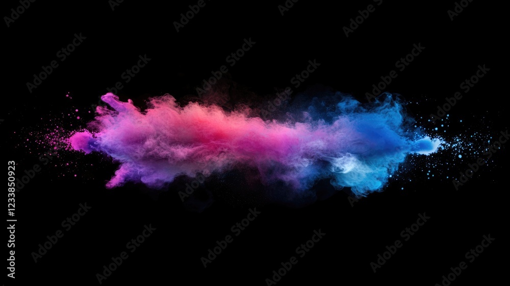 Aufkleber vibrant colorful smoke burst on black background with space for text or graphics