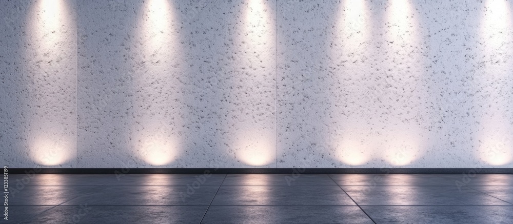 Poster textured wall with soft white lights highlighting relief patterns and ample empty space for text or 