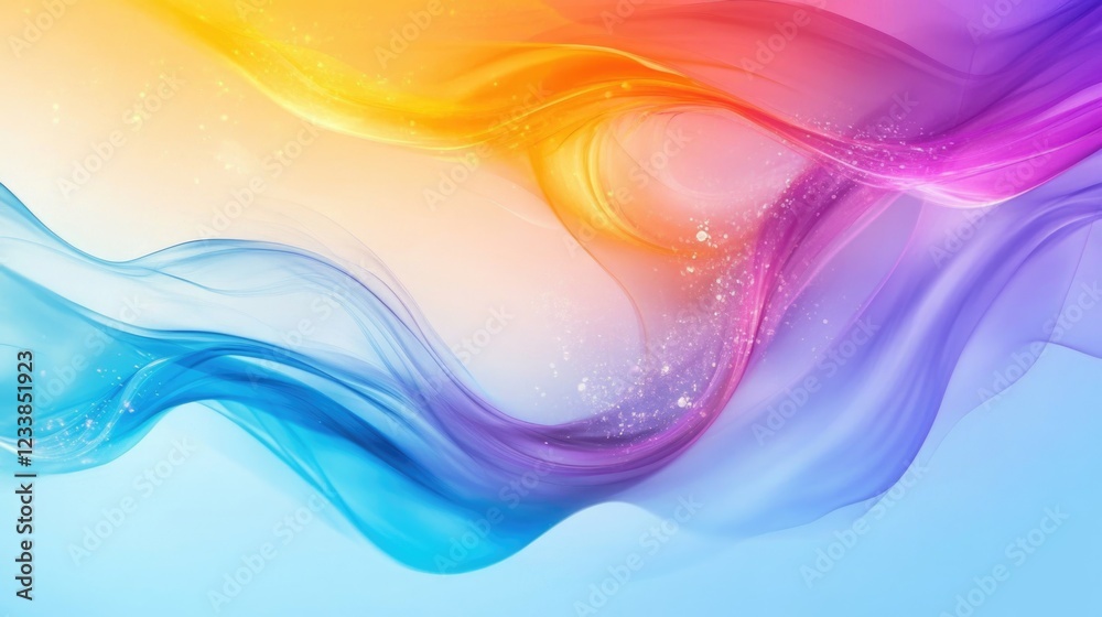 Poster Colorful Abstract Fluid Art Background with Flowing Waves and Space for Text Display
