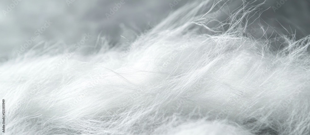 Poster white cotton fibers abstract close-up on plastic surface with ample empty space for text and design 
