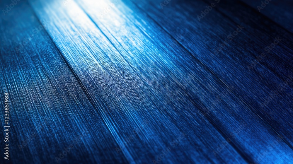 Poster Vibrant blue metallic texture with reflective sheen and dynamic light patterns for abstract design backgrounds