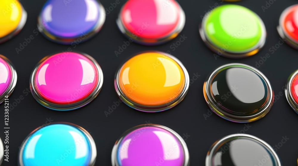 Aufkleber Colorful digital buttons with glossy finishes and ample copyspace for versatile graphic design applications.