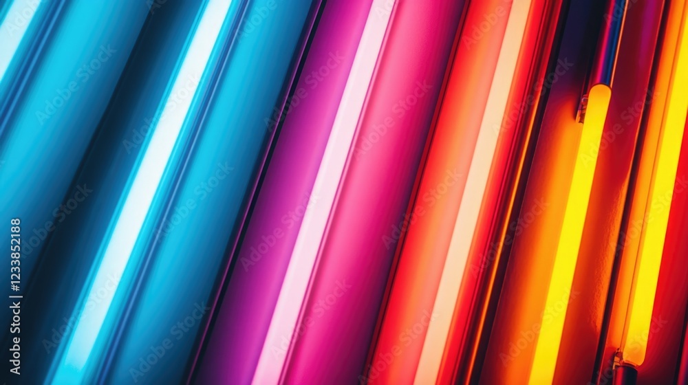 Poster Vibrant Neon LED Lights Background with Empty Space for Text and Creative Design Elements