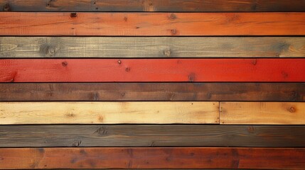 Colorful Wooden Plank Wall Background with Distinct Stripes and Ample Space for Text or Design Elements