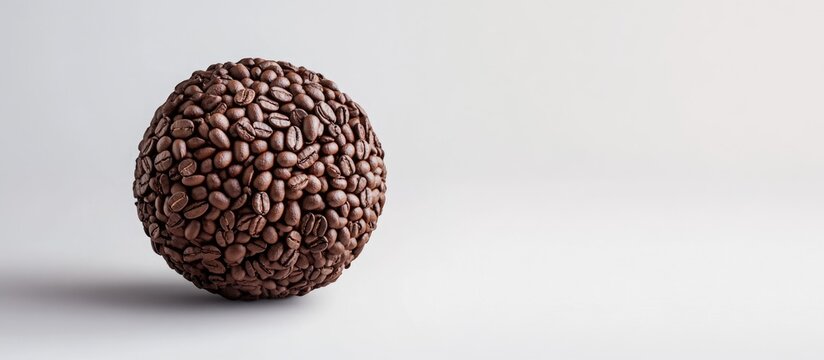Coffee bean globe highlighting artisanal craftsmanship and agricultural branding with ample space for text or promotional messaging - Powered by Adobe