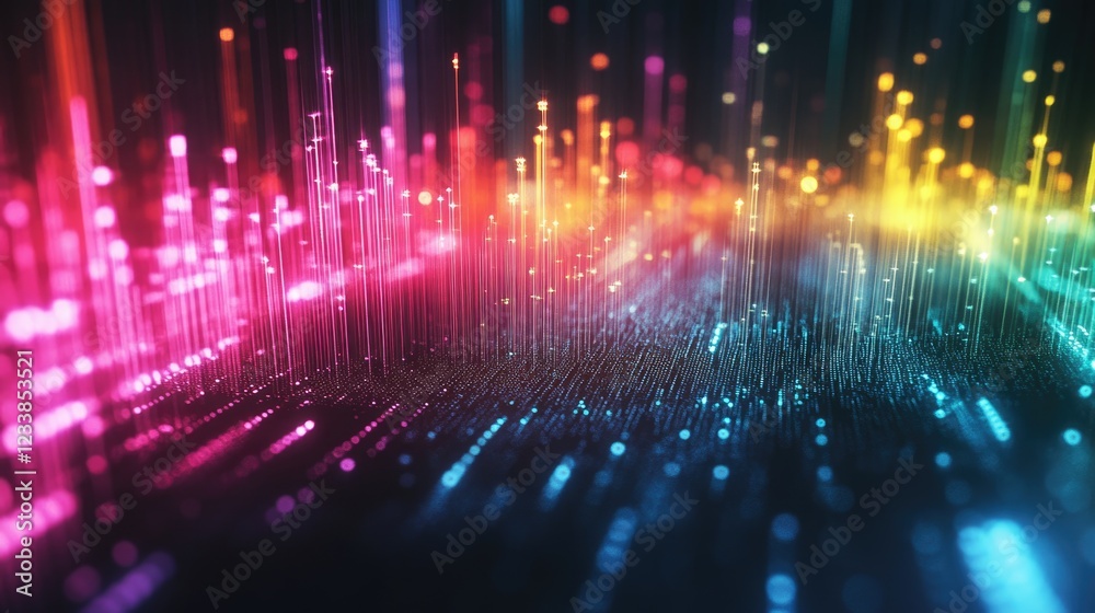 Leinwandbilder Colorful Audio Waveform Visualization with Space for Custom Text in a Dynamic and Vibrant Background Representation