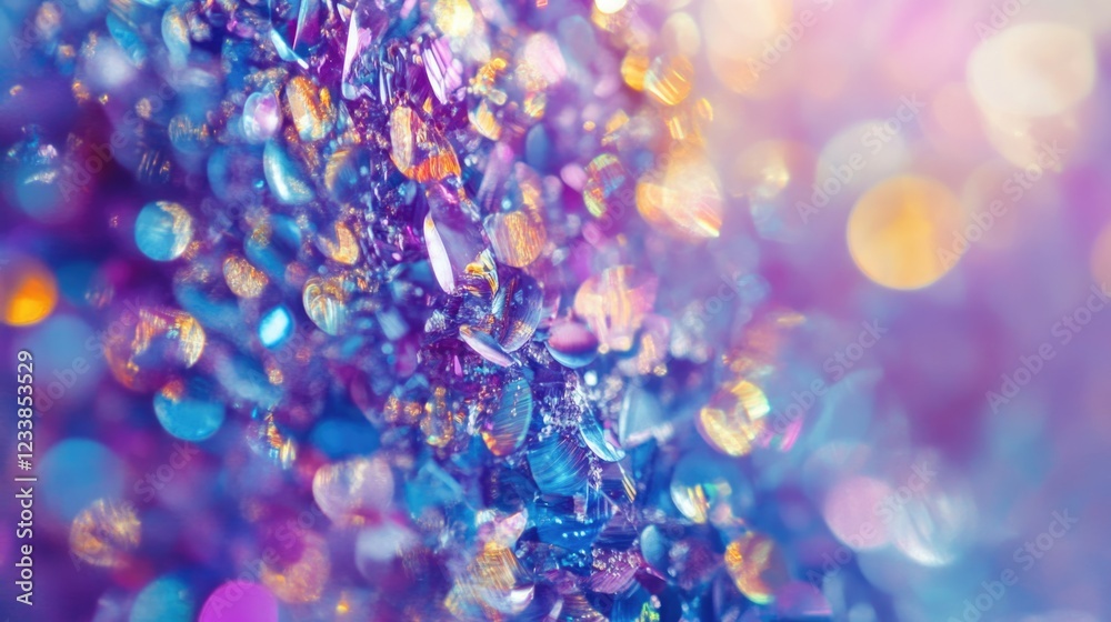 Aufkleber Vibrant Abstract Background featuring Soft Bokeh Lights in Purple and Blue Tones with Space for Text or Branding Elements