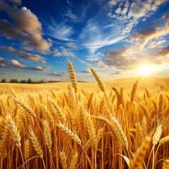 Fototapeta premium Golden Wheat Field at Sunset.