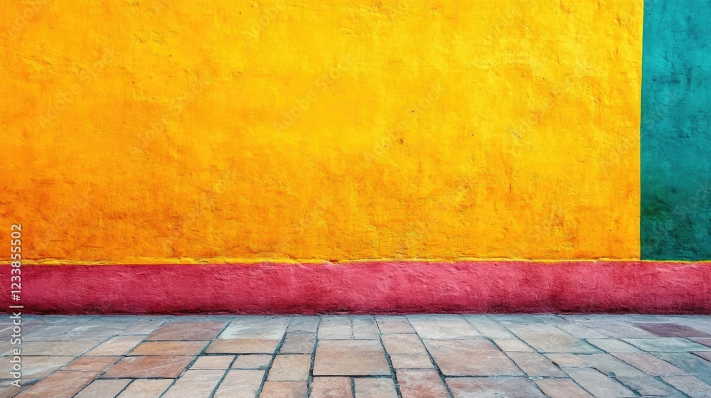 Poster Vibrant Multicolor Wall Texture with Empty Copyspace for Text Ideal for Creative Backgrounds and Design Elements