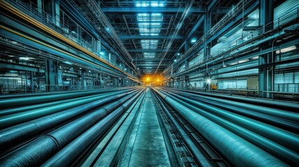 Fototapeta premium Industrial Pipes and Metal Structures: A Glimpse into Modern Manufacturing